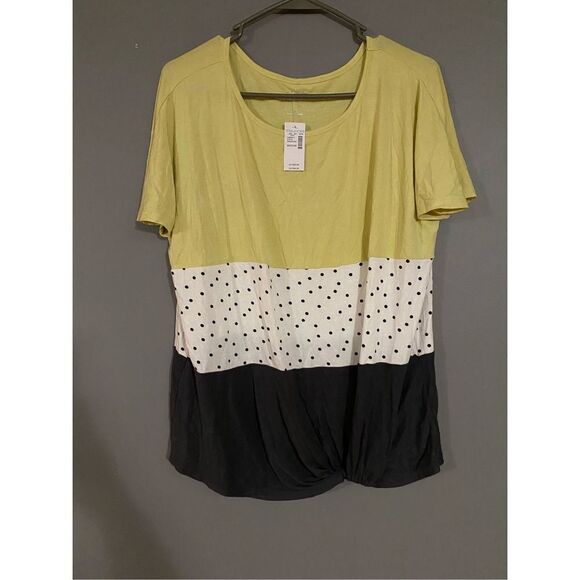 Maurice’s 24/7 Colorblock Knot Front Detail Short Sleeve Alexander Shirt M - Picture 4 of 8